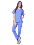 Dagacci Medical Uniform Womens and Mens Scrub Set Unisex Medical Scrub Shirt Top and Pant, Ceil Blue, Medium,