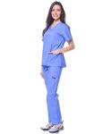 Dagacci Medical Uniform Womens and Mens Scrub Set Unisex Medical Scrub Shirt Top and Pant, Ceil Blue, Medium,