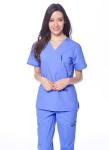 Dagacci Medical Uniform Womens and Mens Scrub Set Unisex Medical Scrub Shirt Top and Pant, Ceil Blue, Medium,