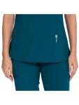 COZYFIT Scrubs for Women - V-Neck Women Scrub Tops with 3 Pockets,Soft Stretch,Caribbean Blue,M