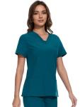 COZYFIT Scrubs for Women - V-Neck Women Scrub Tops with 3 Pockets,Soft Stretch,Caribbean Blue,M