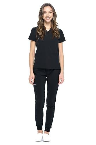 Unisex 4-Way Stretch Jogger Scrub Set - Black