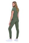 Natural Uniforms Womens Cool Stretch Modern Tuck-In Top Yoga Jogger Scrub Set (Olive, Large)