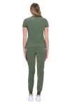 Natural Uniforms Womens Cool Stretch Modern Tuck-In Top Yoga Jogger Scrub Set (Olive, Large)
