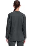 Women's Snap Front Black Scrub Jacket - Soft Stretch