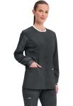 Women's Snap Front Black Scrub Jacket - Soft Stretch