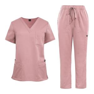 VIAOLI Women's V-Neck Scrub Set with Pockets