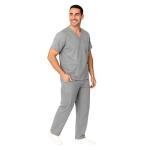 M&M Men's Grey Medical Scrub Top and Pants Set