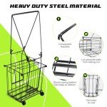 Portable Tennis Ball Collector with Wheels and Basket