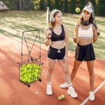 Portable Tennis Ball Collector with Wheels and Basket