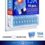 CARAX Glow Fuse – Premium Fuse Standard/Regular Blade ATC/ATO/ATS – 15A Kit 10 pcs – Glow When Blown LED Automotive Fuse – Smart Auto Glow Fuse Easy Identification – 10 pcs.