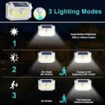 Solar Motion Sensor Lights Outdoor, [3 Modes/4 Pack/188 LED] 270° Wide Angle Lighting, Security Solar Powered Wall Lights, IP65 Waterproof Flood Lights for Fence Porch Yard Patio(White)