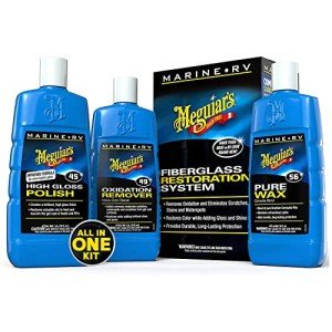 Meguiar's M4965 Marine/RV Fiberglass Restoration System, 3-Piece Marine Fiberglass Repair Kit Featuring Oxidation Remover for Boat Care Plus Boat Polish and Wax