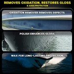 Meguiar's M4965 Marine/RV Fiberglass Restoration System, 3-Piece Marine Fiberglass Repair Kit Featuring Oxidation Remover for Boat Care Plus Boat Polish and Wax