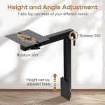 Virego Upgrade Removable RV Table Leg Accessories, 360 Degree Aluminum Alloy RV Adjustable Table Leg, Table Top Adjustable Detachable Table Leg Bracket for RV Caravan Yachts, 100IBS (Upgrade Black)