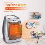 Small Portable Space Heater, 1500W/750W Adjustable Thermostat,Electric Desk heater,Fast Heating, heat Up 200 Sq Ft for Indoor Use(Silver）