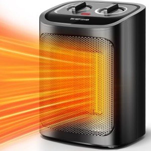 Kismile Space Heater, Portable Electric Heaters with Thermostat, 1500W/750W PTC Ceramic Heater Fan, Small Heater for Bedroom, Office and Indoor Use