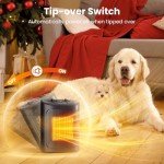 Kismile Space Heater, Portable Electric Heaters with Thermostat, 1500W/750W PTC Ceramic Heater Fan, Small Heater for Bedroom, Office and Indoor Use