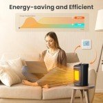 Kismile Space Heater, Portable Electric Heaters with Thermostat, 1500W/750W PTC Ceramic Heater Fan, Small Heater for Bedroom, Office and Indoor Use