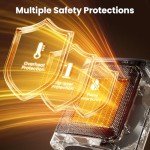 Kismile Space Heater, Portable Electric Heaters with Thermostat, 1500W/750W PTC Ceramic Heater Fan, Small Heater for Bedroom, Office and Indoor Use