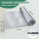 Reflective Bubble Insulation Sheet, Double Side Aluminum Foil Bubble Shield, Aluminum Foil Thermal Insulation Radiant Barrier for Windows, RV, Roof, Garage Door (23.6IN X 10FT)