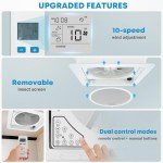 Kohree 14" RV Vent Fan 10 Speed Reversible: 12V Super Quiet RV Roof Vent Fan for Camper Trailer Bathroom, RV Exhaust Fan with Remote Control, Temperature & Rain Sensor, Removable Screen