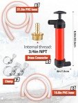 Antifreeze Siphon Hand Pump Kit - Water Fuel Transfer Pump for Gas Oil and Liquids, RV Winterizing Kit for Camper Trailer with 3 Clamps Leak-proof