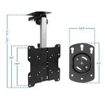 Mount-It! Flip Down TV and Monitor Mount | Ceiling Kitchen Overhead and Under Cabinet Mount | Fits Flat Screens 13 15 17 19 21.5 24 27 32 37 Inches | VESA Compatible 75-200 | Height Adjustable