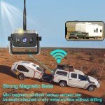 YEOIZO Wireless Backup Camera for RV/Truck/Camper/Trailer - Solar-Powered Magnetic Mount, No Wiring/Drilling, HD Night Vision, Waterproof, Low Power - Works with iPhone & Android (Easy Installation)