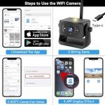 YEOIZO Wireless Backup Camera for RV/Truck/Camper/Trailer - Solar-Powered Magnetic Mount, No Wiring/Drilling, HD Night Vision, Waterproof, Low Power - Works with iPhone & Android (Easy Installation)