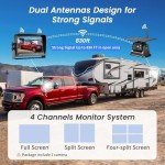 Wireless Backup Camera Solar, 7 Inch Magnetic RV Backup Camera Rechargeable Dual-Antenna IR Night Vision Rear View Camera 4 Channels 1080P HD Video Recording 150° Wide Angle Back up Camera for Truck