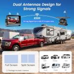 Wireless Backup Camera Solar, 7 Inch Magnetic RV Backup Camera Rechargeable Dual-Antenna IR Night Vision Rear View Camera 4 Channels 1080P HD Video Recording 150° Wide Angle Back up Camera for Truck