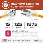 25 ft Lighted Heavy Duty Outdoor Extension Cord