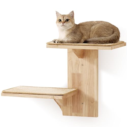 Cat Wall Shelves with Floating Platforms and Sisal Mat