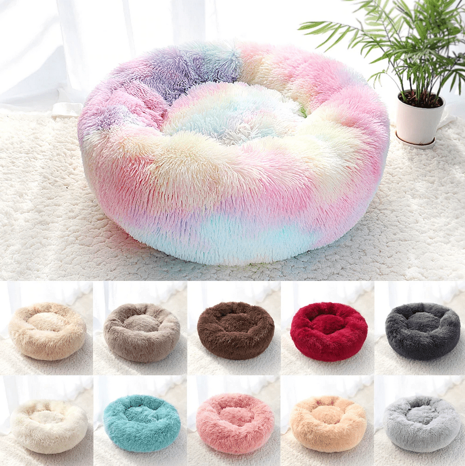Round Donut Plush Pet Bed for Cats