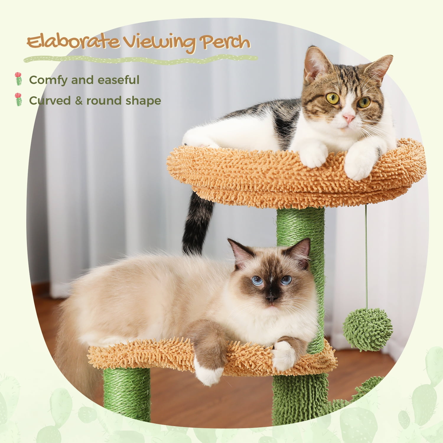 Cactus Cat Tree for Small Cats, Green