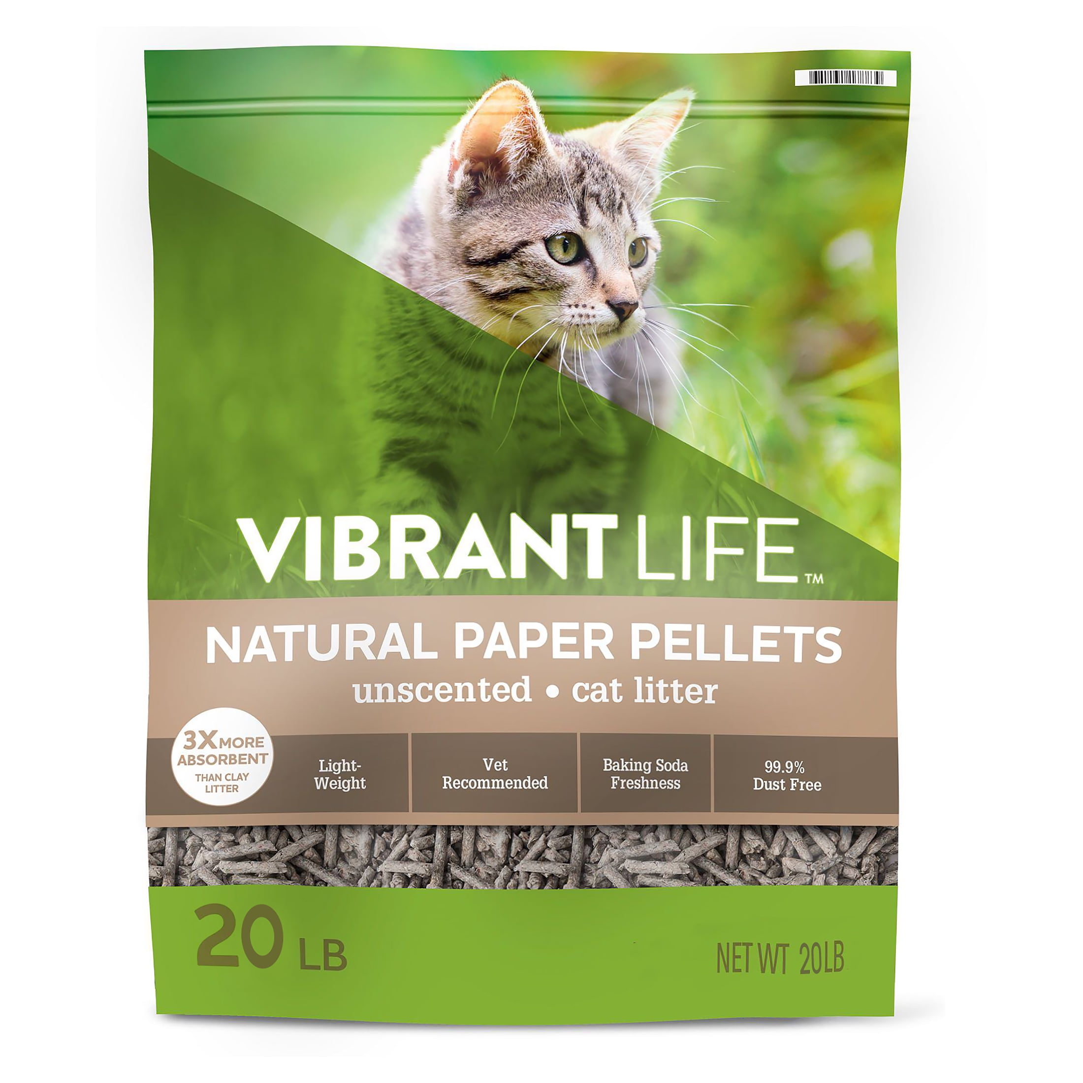 Vibrant Life Natural Cat Litter Paper Pellets, 20 lb