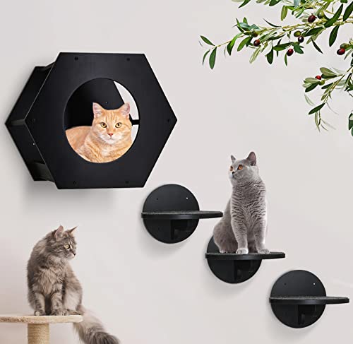 Modern wall furniture for cats, 1 shelf & 3 steps