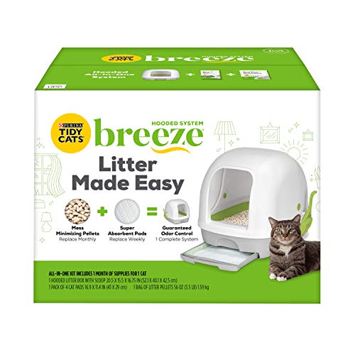 Hooded Cat Litter Box with Pellets & Pads