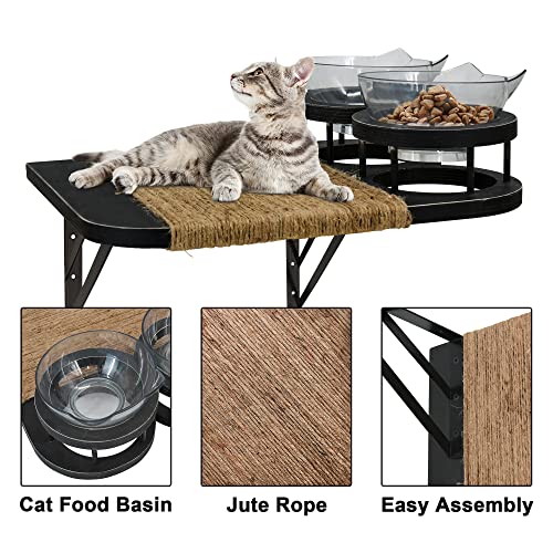 Wall-Mounted Cat Tree with Shelves and Hammock