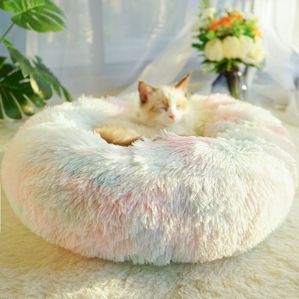 Cozy Round Donut Plush Bed for Cats & Dogs