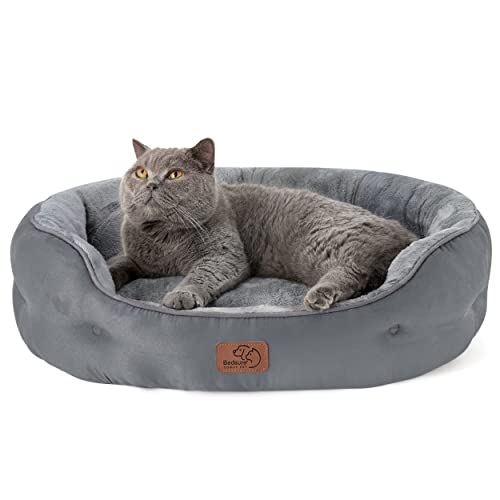 Round Grey Small Pet Bed for Cats and Dogs