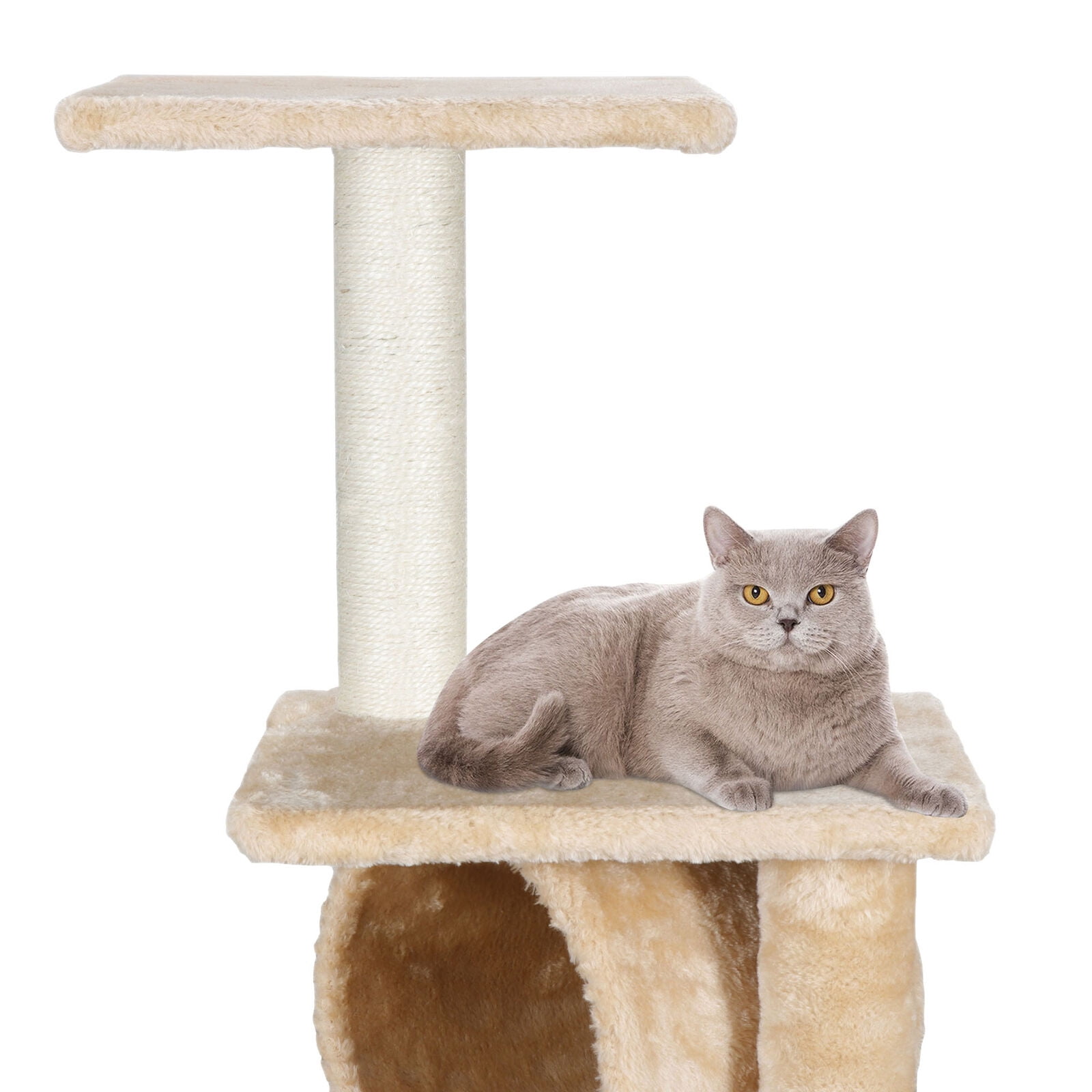 Beige Cat Tree Condo Scratching Post Tower