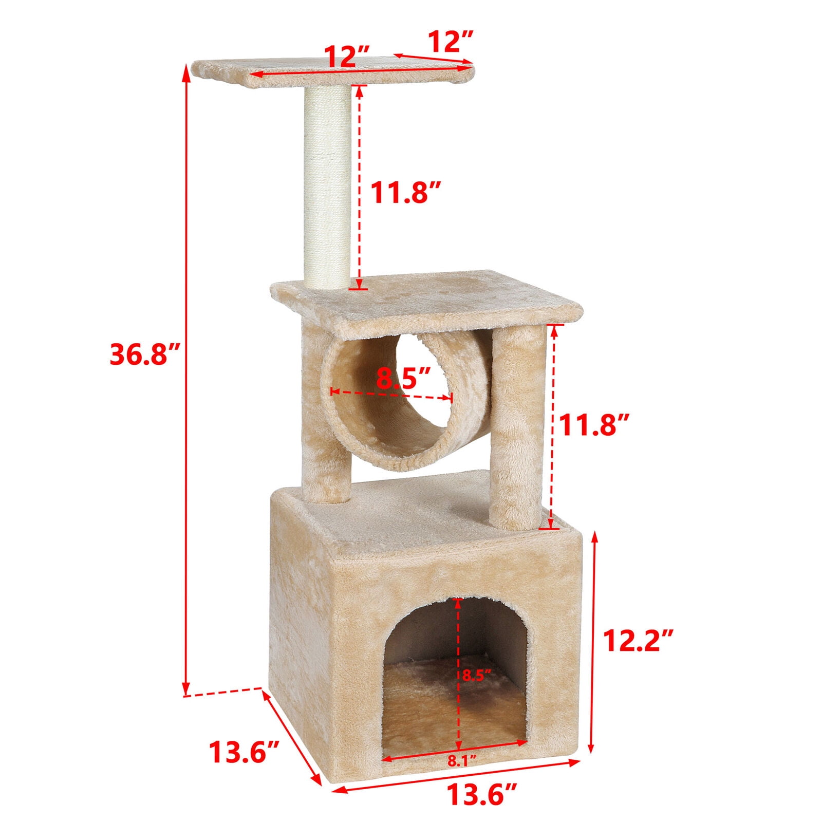 Beige Cat Tree Condo Scratching Post Tower