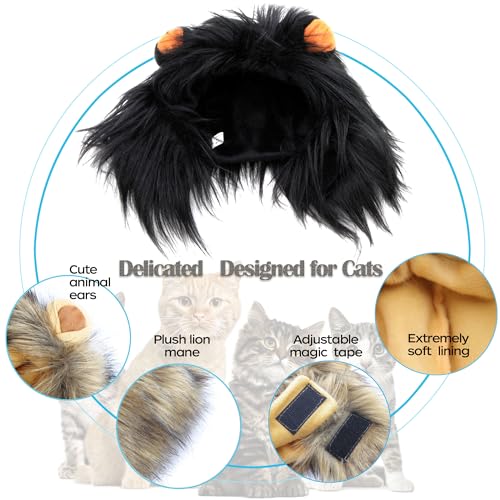 Brown Lion Mane Wig for Cats - Adjustable & Washable