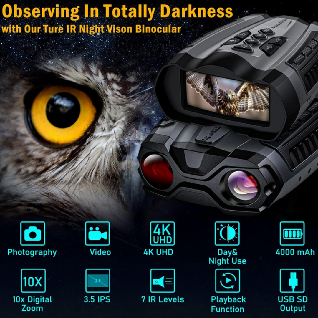 4K Infrared Night Vision Goggles with 10X Zoom