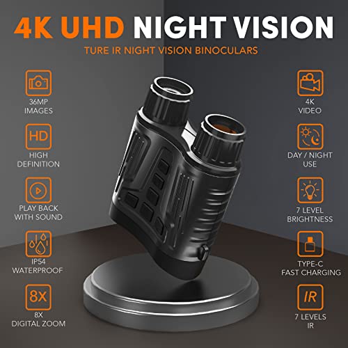 GTHUNDER 4K Rechargeable Infrared Night Vision Goggles