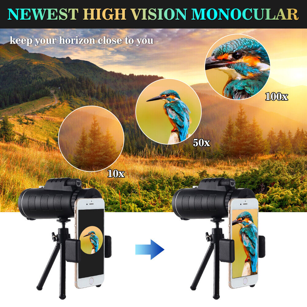 80x100 Zoom HD Monocular Telescope for Stargazing