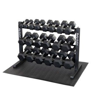 Dumbbell Rack with 20 Rubber Weights and Mat