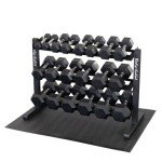 Dumbbell Rack with 20 Rubber Weights and Mat